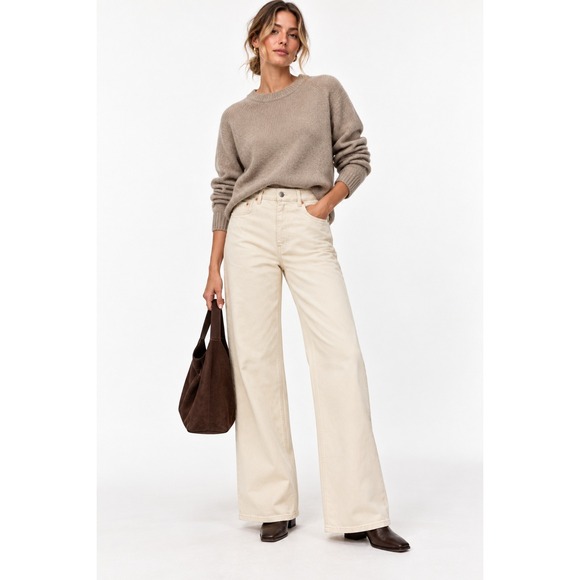 & Other Stories Denim - & Other Stories Womens High Waist Wide Leg Denim Jeans Cream Off-White Size 4